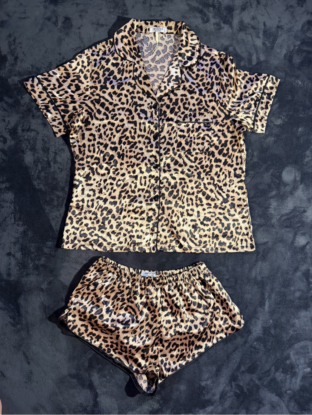 🐆EKOUAER Leopard Print Women Pajama Set - Tan & Black - Picture 11 of 11